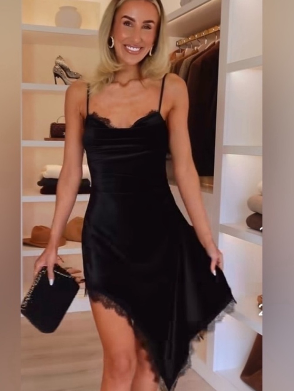 Zara black velvet backless Classic Black Lace Trim Slip Dress